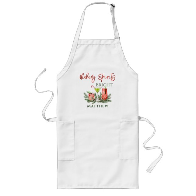 Making Spirits Bright Colorful Cocktails Custom Long Apron (Front)