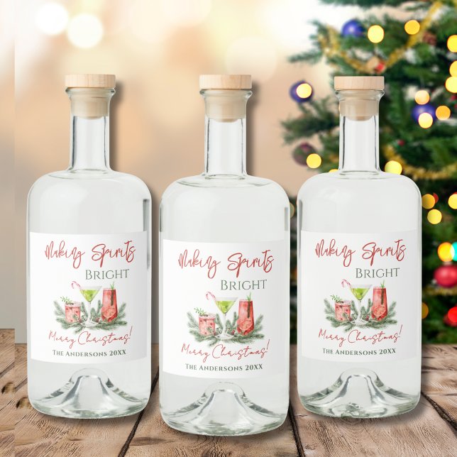 Making Spirits Bright Custom Holiday Liquor Bottle Label (Easily create and label your own DIY homemade spirits this holiday season. Bring on the Eggnog!)
