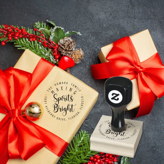 Making Spirits Bright Custom return address Rubber Stamp (Creator Uploaded)