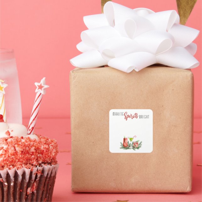 Making Spirits Bright DIY Festive Drinks Blank Square Sticker (Party)