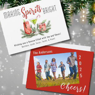 Making Spirits Bright Family Photo Modern Holiday