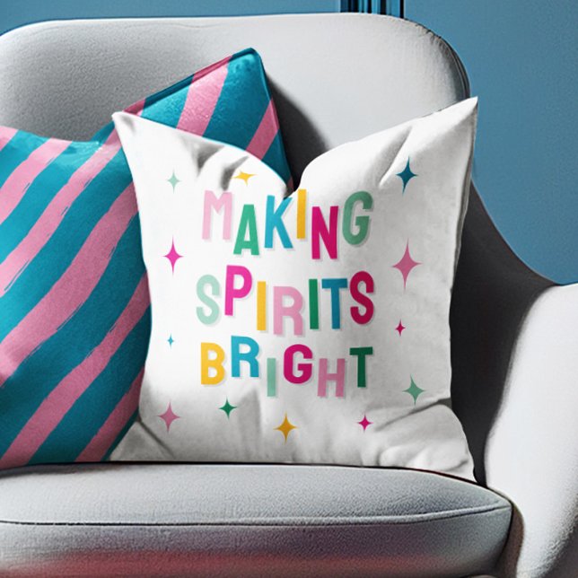 'Making Spirits Bright' Festive Christmas  Throw Pillow (Creator Uploaded)