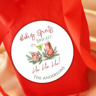 Making Spirits Bright Festive Drinks Christmas Classic Round Sticker