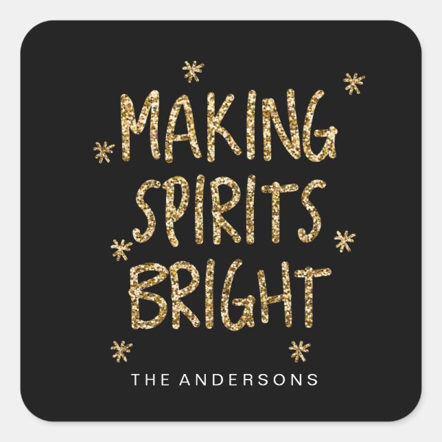MAKING SPIRITS BRIGHT glitter Christmas sticker (Front)