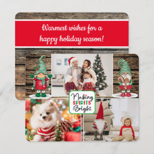 Making Spirits Bright Gnomes (add your photos) Holiday Card