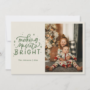 Making Spirits Bright Hand Lettered Photo Holiday Card