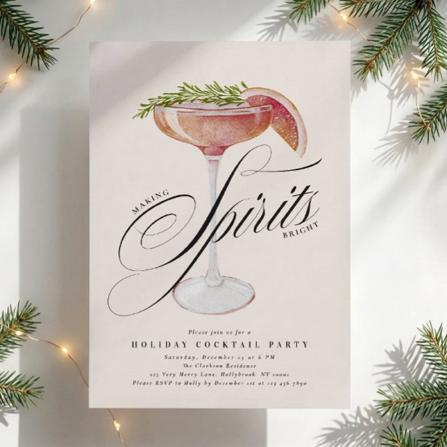 Making Spirits Bright Holiday Cocktail Party  Invitation (Creator Uploaded)
