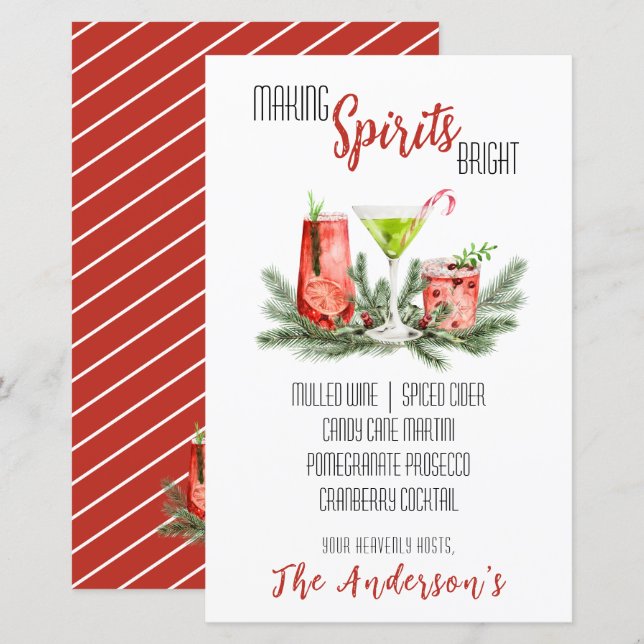 Making Spirits Bright Holiday Cocktail Party Menu (Front/Back)