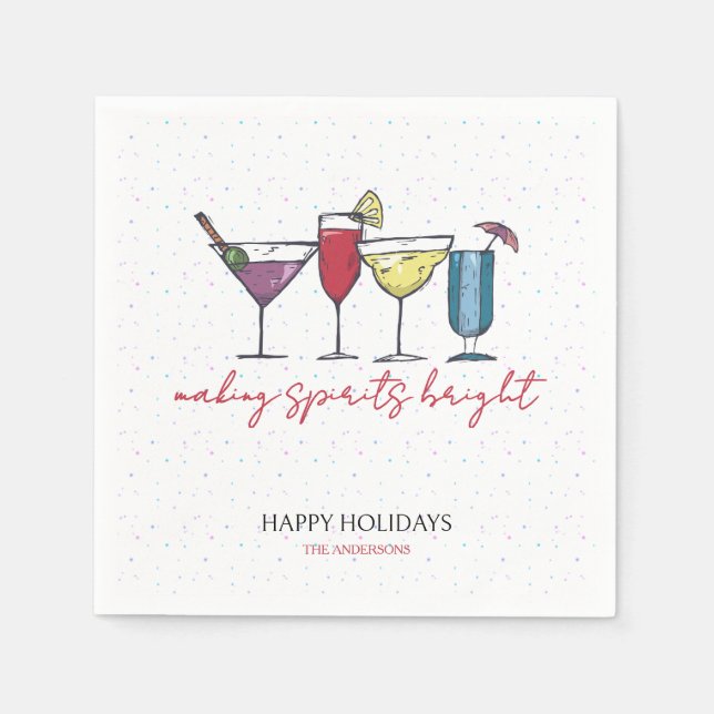 Making Spirits Bright Holiday Cocktail Party  Napkin (Front)