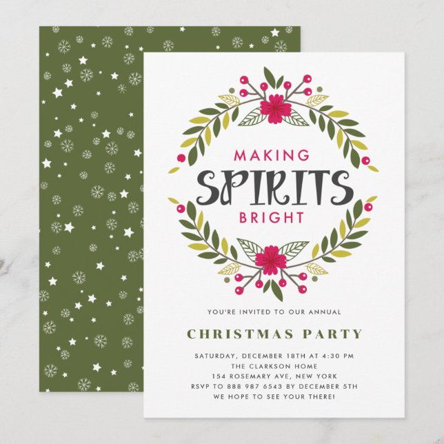 Making Spirits Bright Holiday Party Invitation (Front/Back)