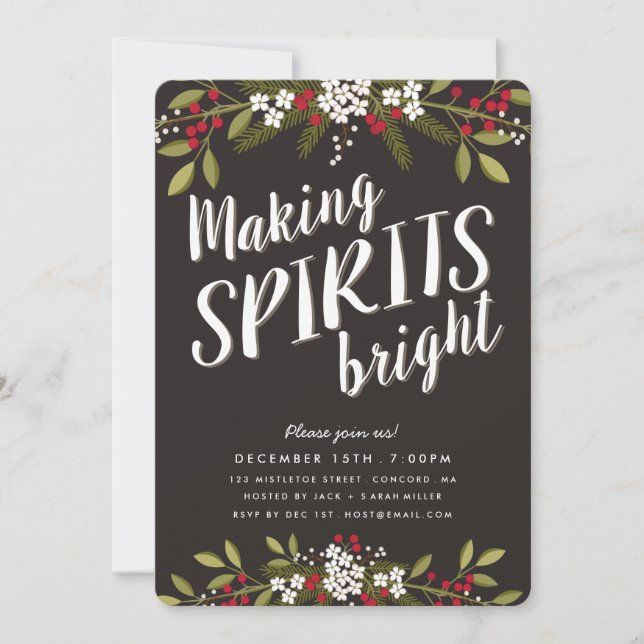 Making Spirits Bright Holiday Party Invitation (Front)
