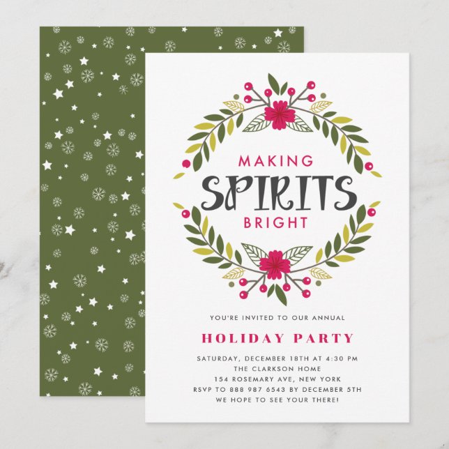 Making Spirits Bright Holiday Party Invitation (Front/Back)