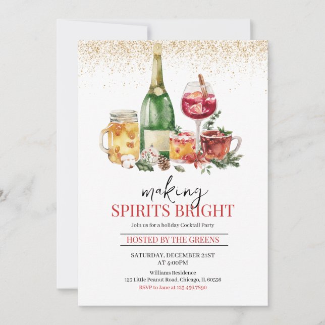 Making Spirits Bright Holiday Party Invitation (Front)