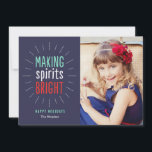 Making Spirits Bright Holiday Photo Card<br><div class="desc">Celebrate the season with this modern and stylish holiday card from Berry Berry Sweet. Visit WWW.BERRYBERRYSWEET.COM for more of our stylish holiday collections. Customizable background colour.</div>
