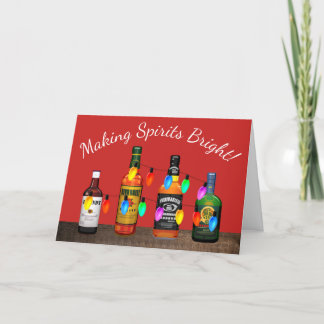 Making Spirits Bright Liquor Christmas Lights Holiday Card