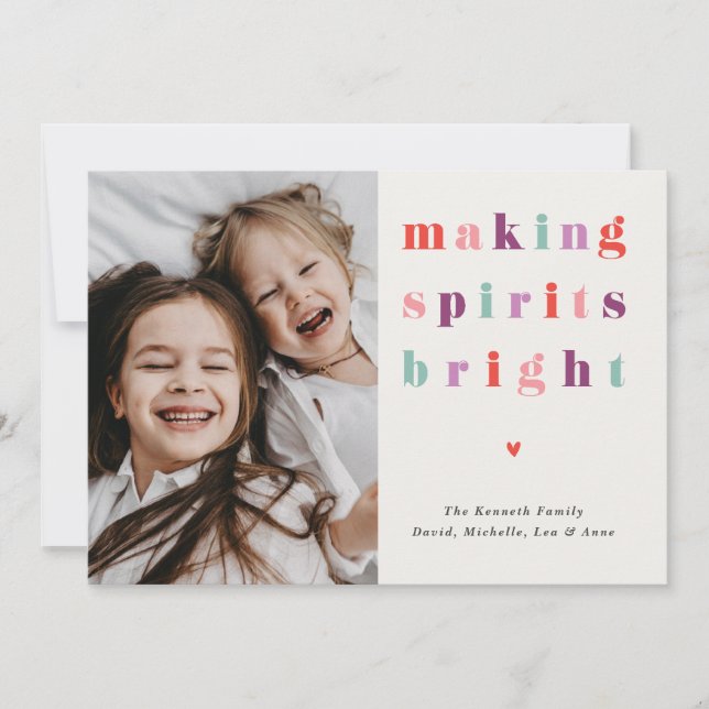 Making Spirits Bright Modern Holiday Photo Card (Front)