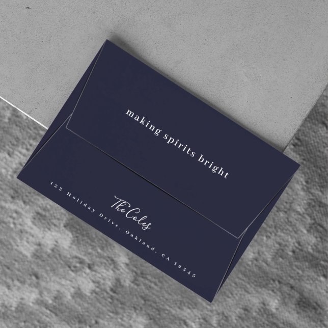 Making Spirits Bright Navy Blue Minimal Christmas Envelope (Creator Uploaded)