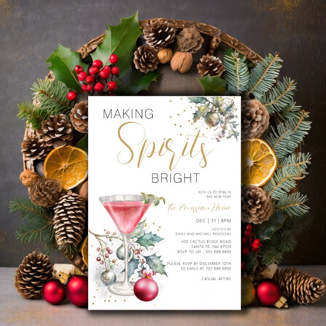 Making Spirits Bright New Year's Party Invitation (Creator Uploaded)