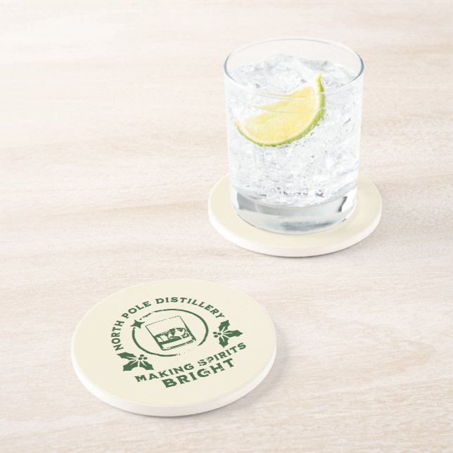 Making Spirits Bright North Pole Distillery Green Coaster (Side)