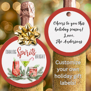 Making Spirits Bright Personalized Holiday Gift Favour Tags