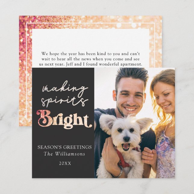 Making Spirits Bright Photo Seasons Greetings  Card (Front/Back)