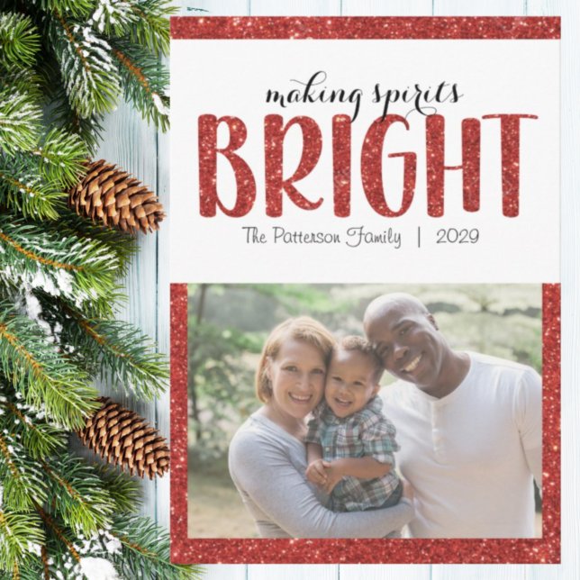Making Spirits Bright Red Christmas Flat Card (Creator Uploaded)