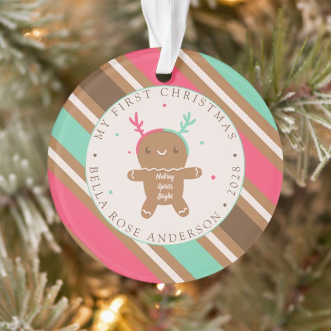Making Spirits Bright Reindeer Gingerbread Photo Ornament (Tree)