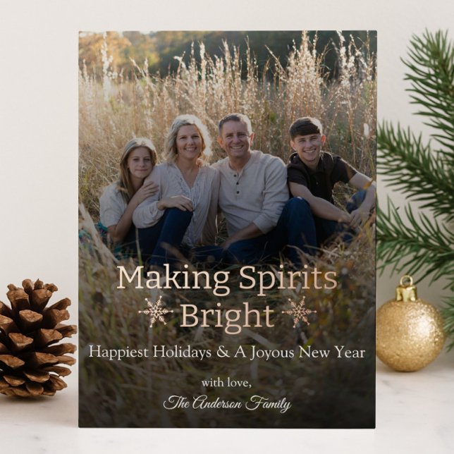 Making Spirits Bright Snowflakes Photo Foil Card (Making Spirits Bright Snowflakes Foil Holiday Photo Card)