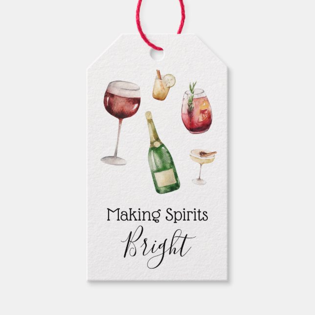 Making Spirits Bright Wine Gift Tag (Front)