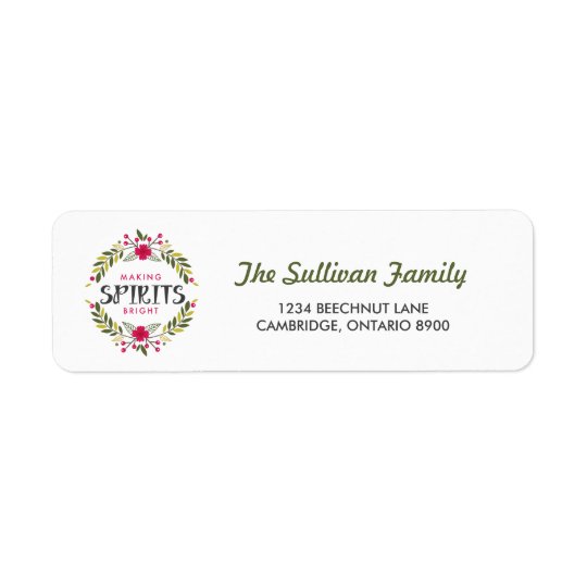 Making Spirits Bright Wreath Holiday Address Label