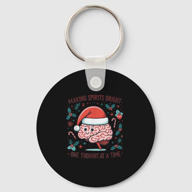 Making Srits Bright Funny Brain Christmas Mental H Keychain (Front)