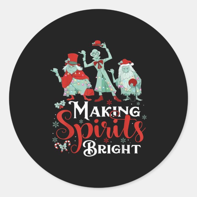 Making Srits Bright Funny Retro Ghost Christmas Co Classic Round Sticker (Front)