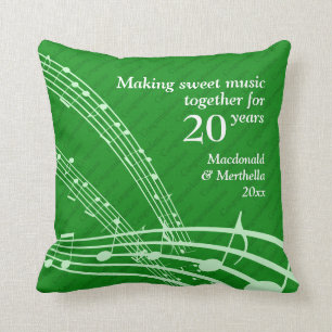 MAKING SWEET MUSIC   Modern   20th EMERALD Wedding Throw Pillow