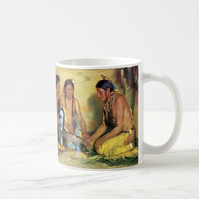 Making Sweetgrass Medicine, Blackfeet Ceremony Coffee Mug (Right)