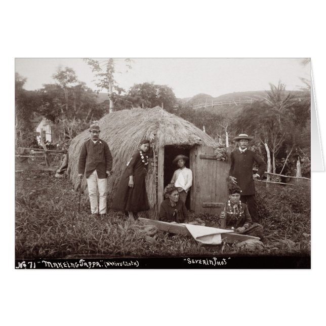 Making Tappa, a native cloth, c.1875 (sepia photo) (Front Horizontal)