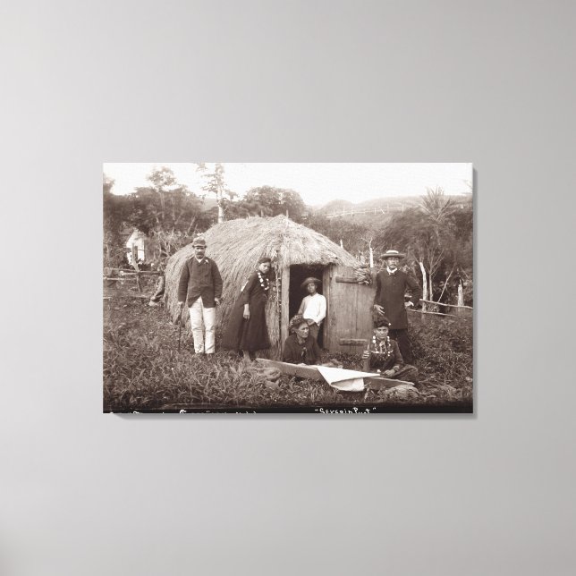 Making Tappa, a native cloth, c.1875 (sepia photo) Canvas Print (Front)