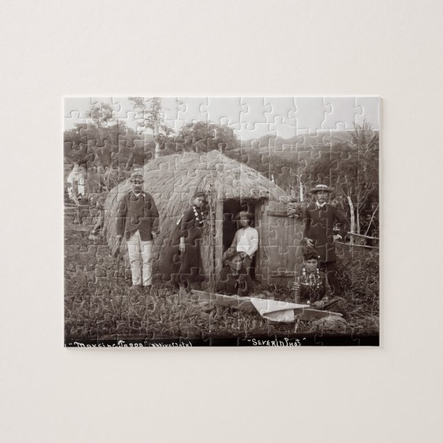Making Tappa, a native cloth, c.1875 (sepia photo) Jigsaw Puzzle (Horizontal)