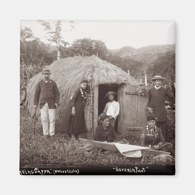 Making Tappa, a native cloth, c.1875 (sepia photo) Magnet (Front)