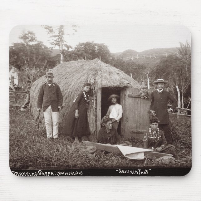 Making Tappa, a native cloth, c.1875 (sepia photo) Mouse Pad (Front)