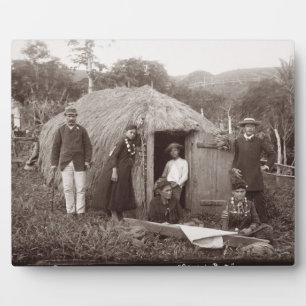 Making Tappa, a native cloth, c.1875 (sepia photo) Plaque