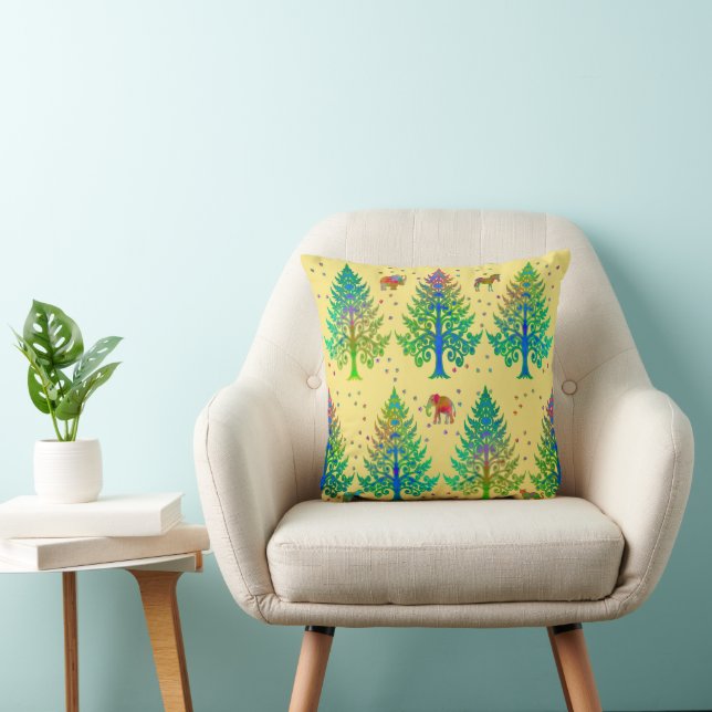 Making Tracks in Sunshine Throw Pillow (Chair)