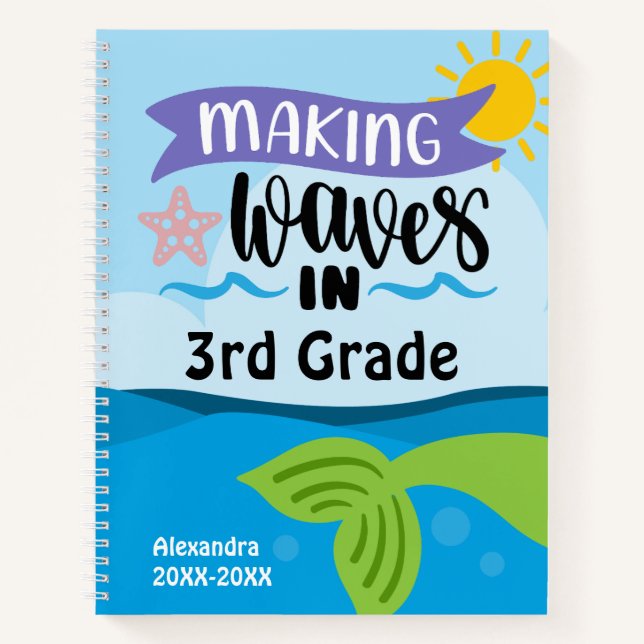 Making Waves in Elementary School, Grade & Name Notebook (Front)