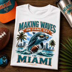 Making Waves on Game Day Miami Football Fan T-Shirt