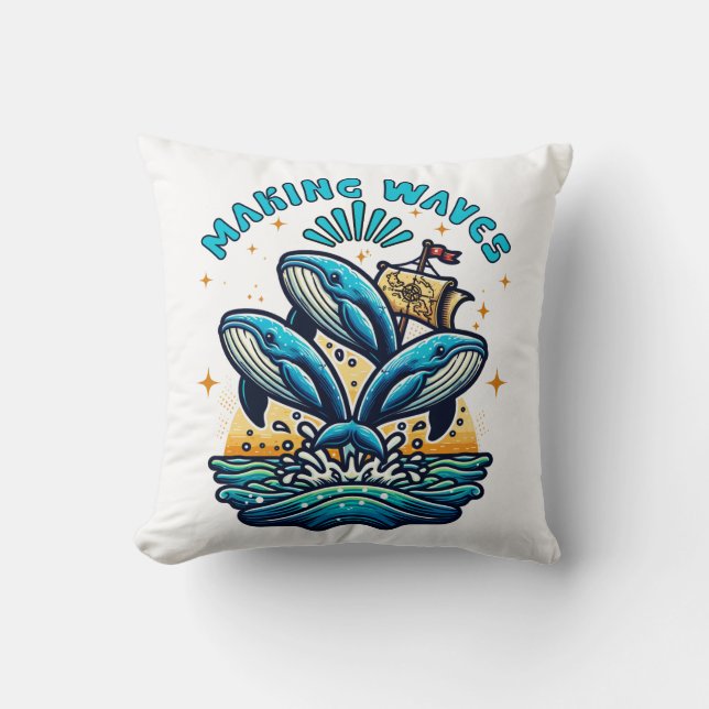 Making Waves Throw Pillow (Front)
