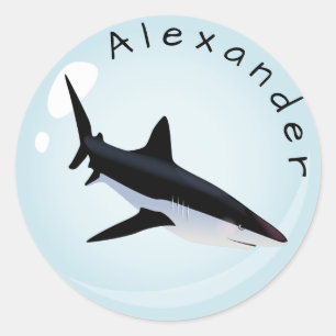 Mako Shark in a  Bubble  Personalize Classic Round Sticker