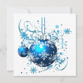MAKOM1000- Blue Christmas - Blue Christmas Ornamen Holiday Card
