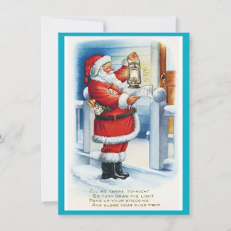 MAKOM1000- Christmas Santa Claus Vintage Holiday Card