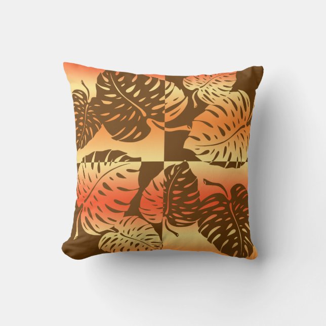 Makua Monstera Hawaiian Stried Blend Coussins (Recto)
