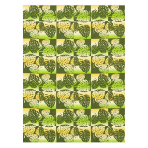 Makua Monstera Tropical Hawaiian Striped Blend Tablecloth