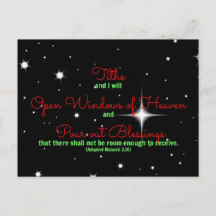 Malachi Bible verse Tithe and I will open the Postcard